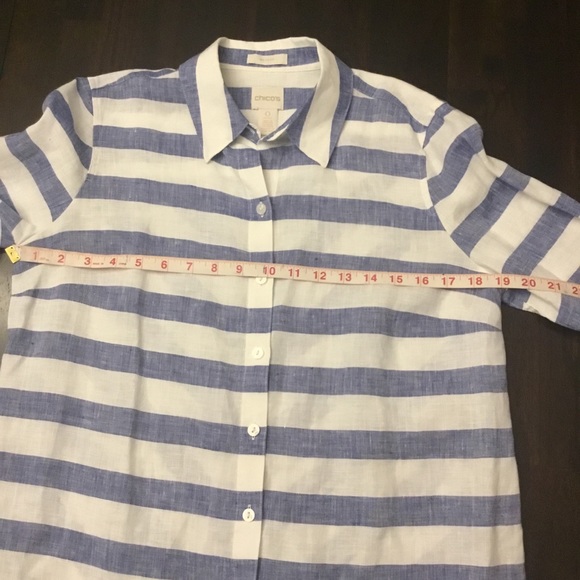 Chico’s Striped Blouse 100% Linen Size S - Picture 7 of 11
